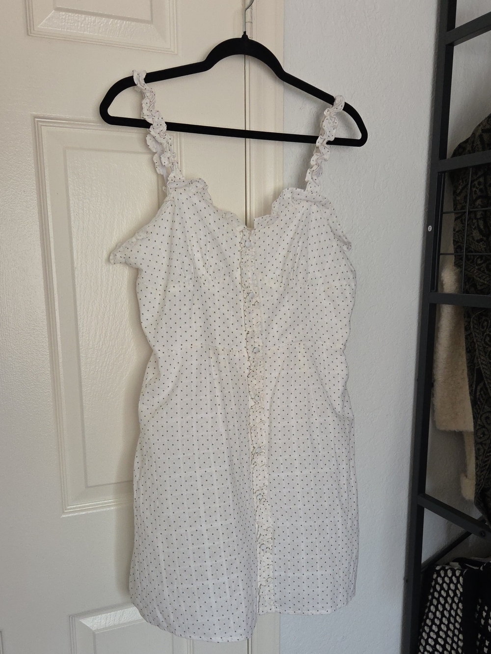 Line And Dot Lille White Polka Dot Ruffle Strap Sundress Medium - Picture 6 of 12